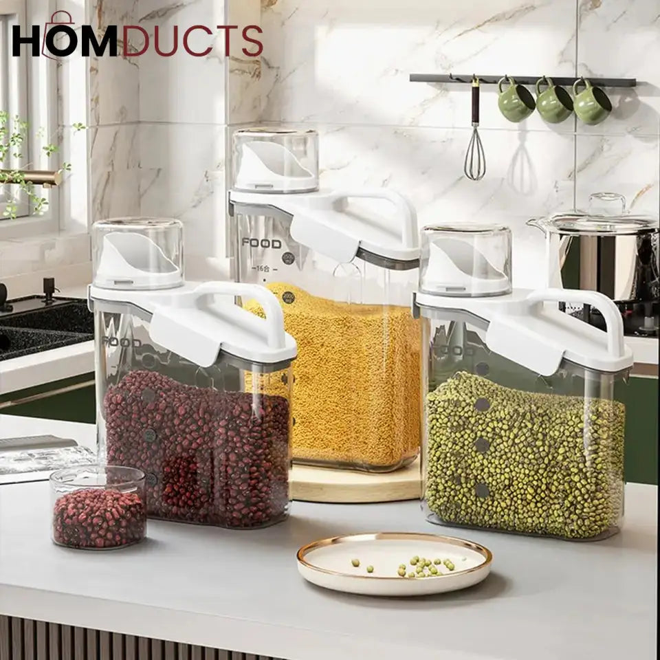 Transparent Airtight Storage Jar with Cup