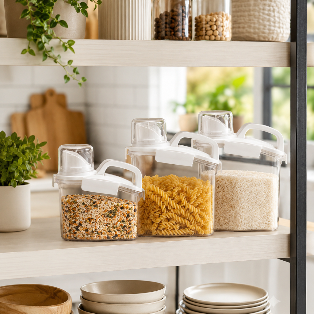 Transparent Airtight Storage Jar with Cup