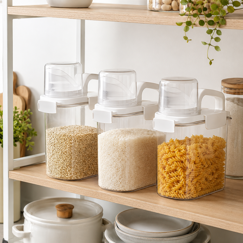 Transparent Airtight Storage Jar with Cup