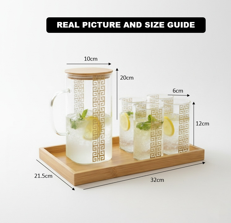 GoldLine Patterned 8-Pcs Glass Beverage Set