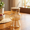 Hourglass Shaped Tinted Glass Tumbler with Straw