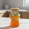 Hourglass Shaped Tinted Glass Tumbler with Straw