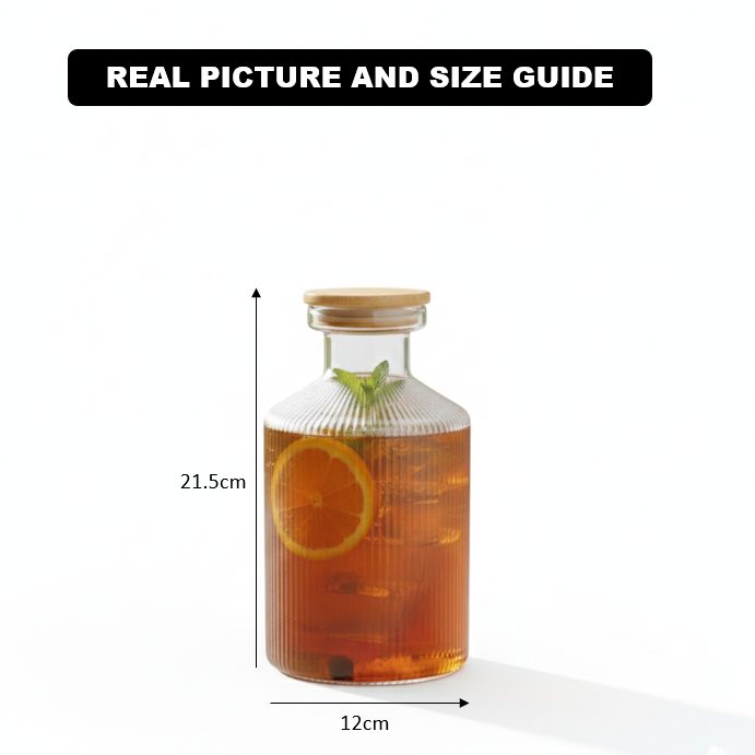 1.35 Liter Glass Carafe with Wooden Lid (2271) by Limon
