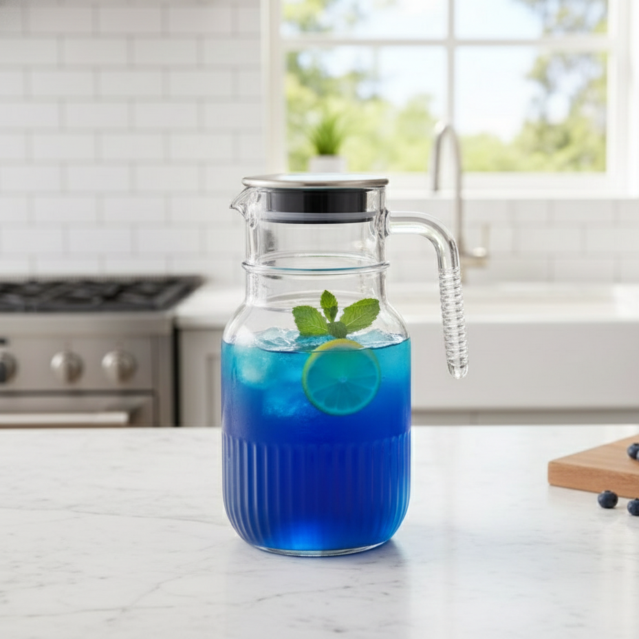 Ribbed 1.5 Liter Glass Pitcher (2375) by Limon
