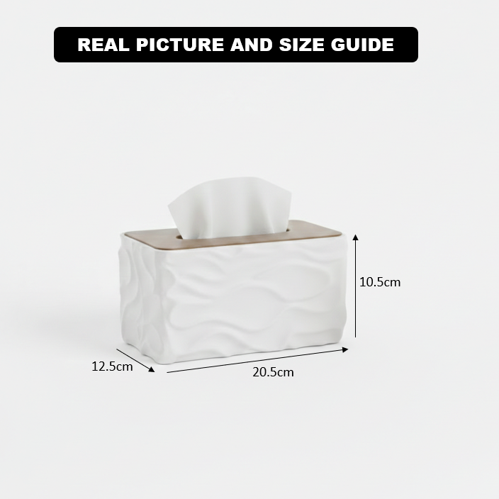 WaveLuxe Wooden-Top Tissue Box