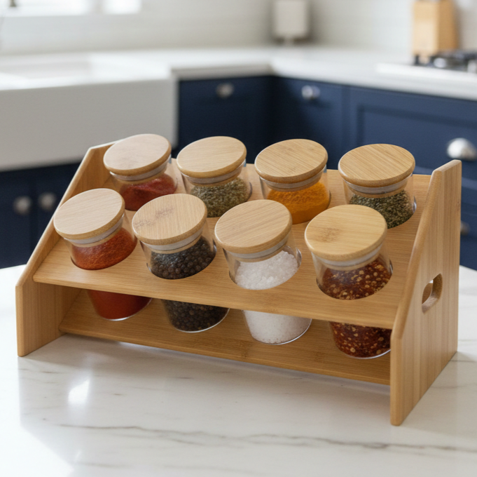 BambooTier Glass Spice Station