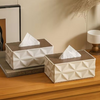 Geometrical Style Wooden-Top Tissue Box
