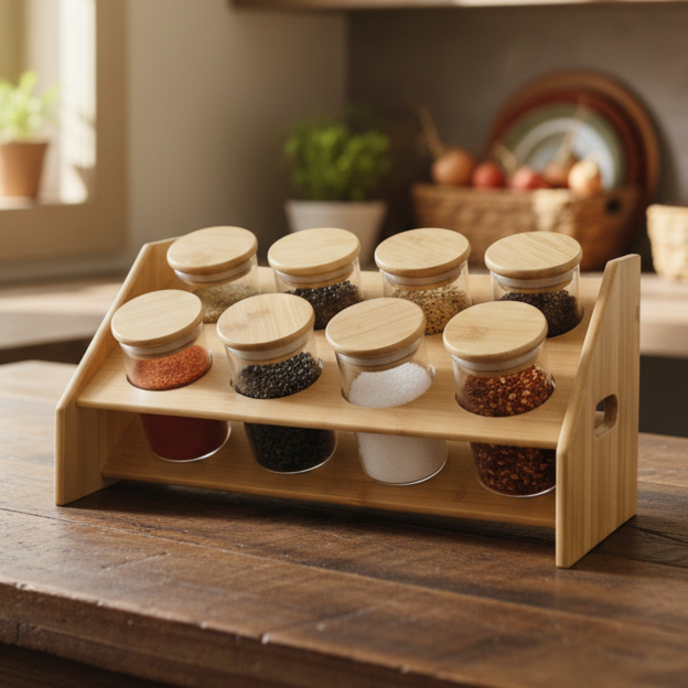 BambooTier Glass Spice Station