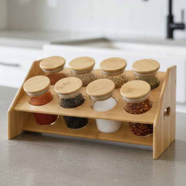 BambooTier Glass Spice Station