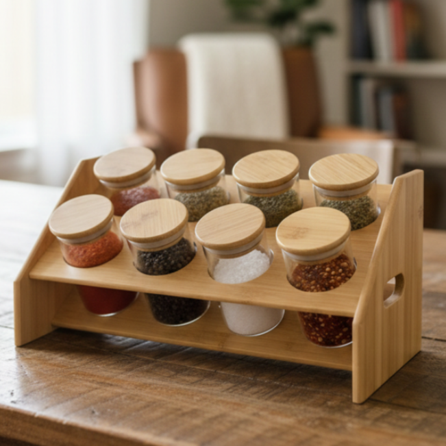 BambooTier Glass Spice Station