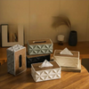 Geometrical Style Wooden-Top Tissue Box