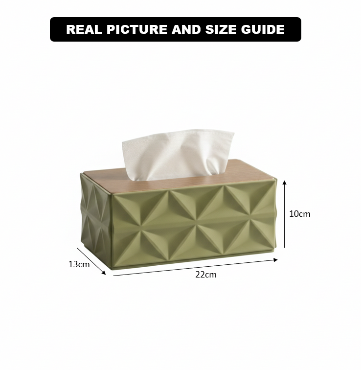 Geometrical Style Wooden-Top Tissue Box