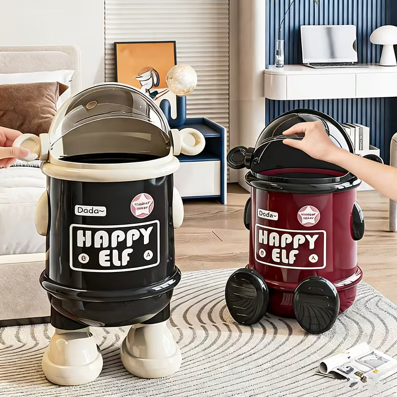 Creative Cartoon Space Astronaut Trash Can with Lid