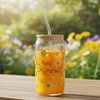 SunDaisy Printed Glass Tumbler with Straw