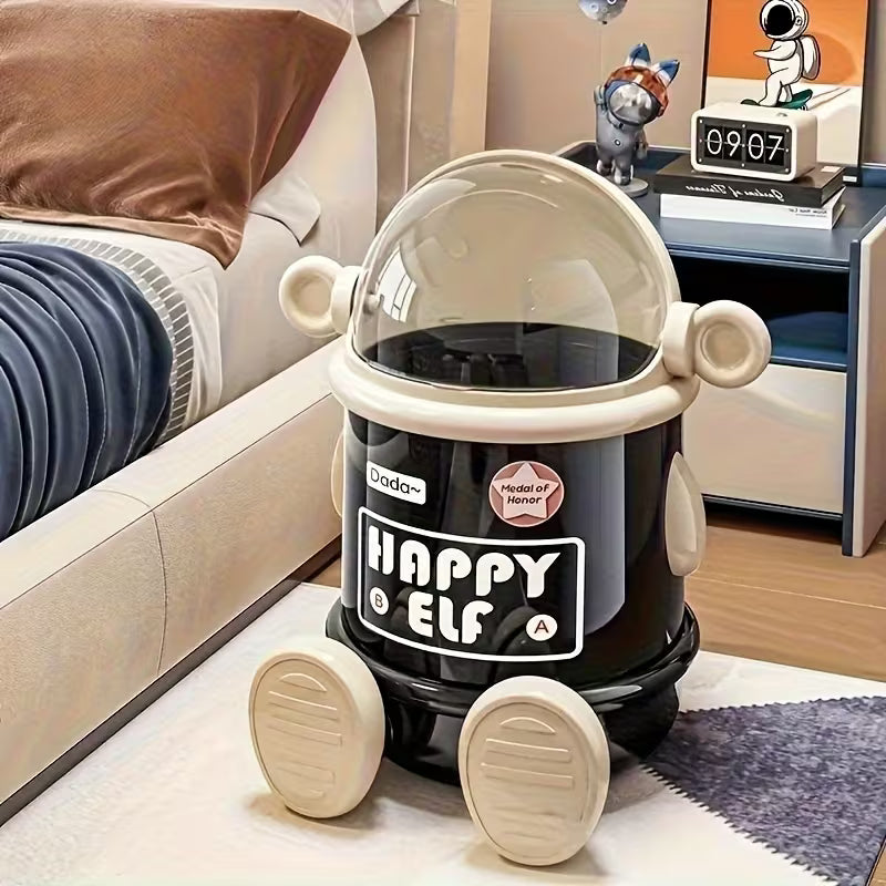 Creative Cartoon Space Astronaut Trash Can with Lid