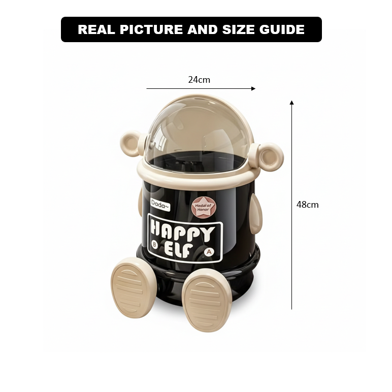 Creative Cartoon Space Astronaut Trash Can with Lid