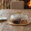 CrystalDome Dessert Server with Bamboo Tray
