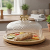 CrystalDome Dessert Server with Bamboo Tray