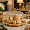 CrystalDome Dessert Server with Bamboo Tray