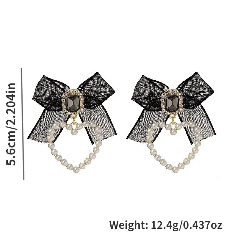 Heart & Bow Pearl Earrings