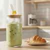 LumiButterfly Glass Tumbler with Straw