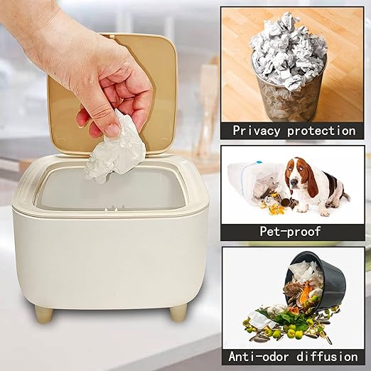 Mini Desktop Trash Can with Push Lid