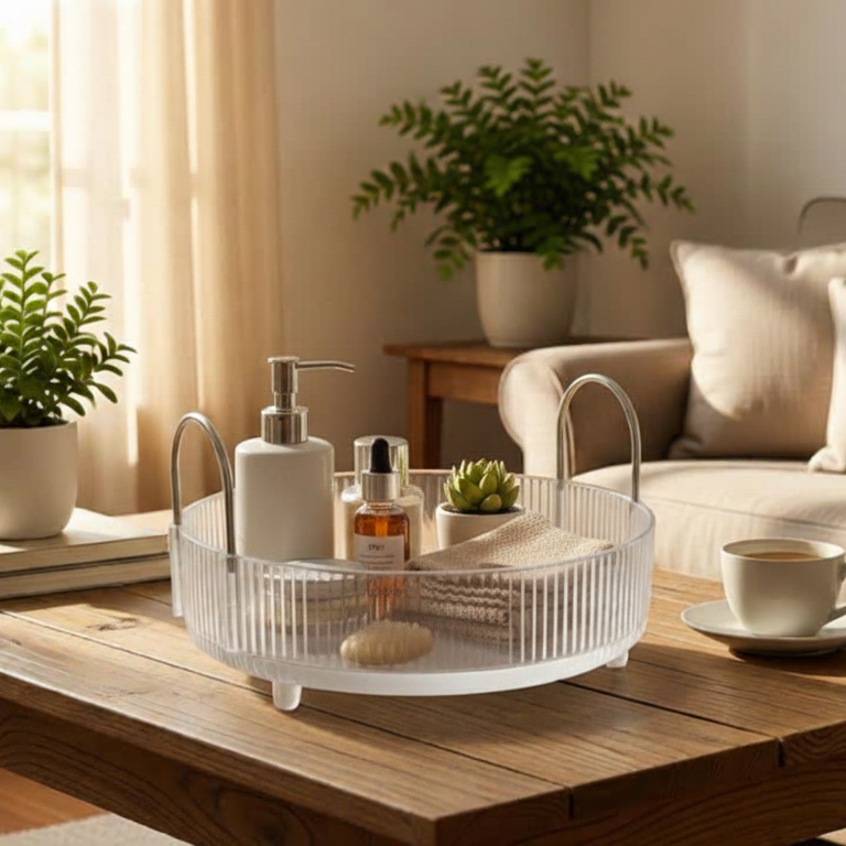 Rotating Organizer with Sleek Silver Handles
