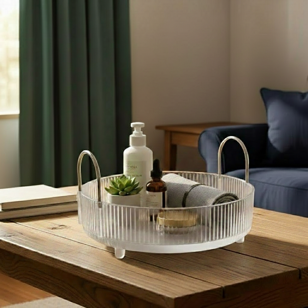 Rotating Organizer with Sleek Silver Handles