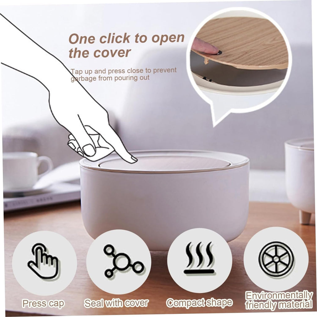 Mini Desktop Trash Can with Push Lid