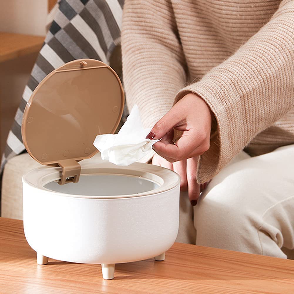 Mini Desktop Trash Can with Push Lid
