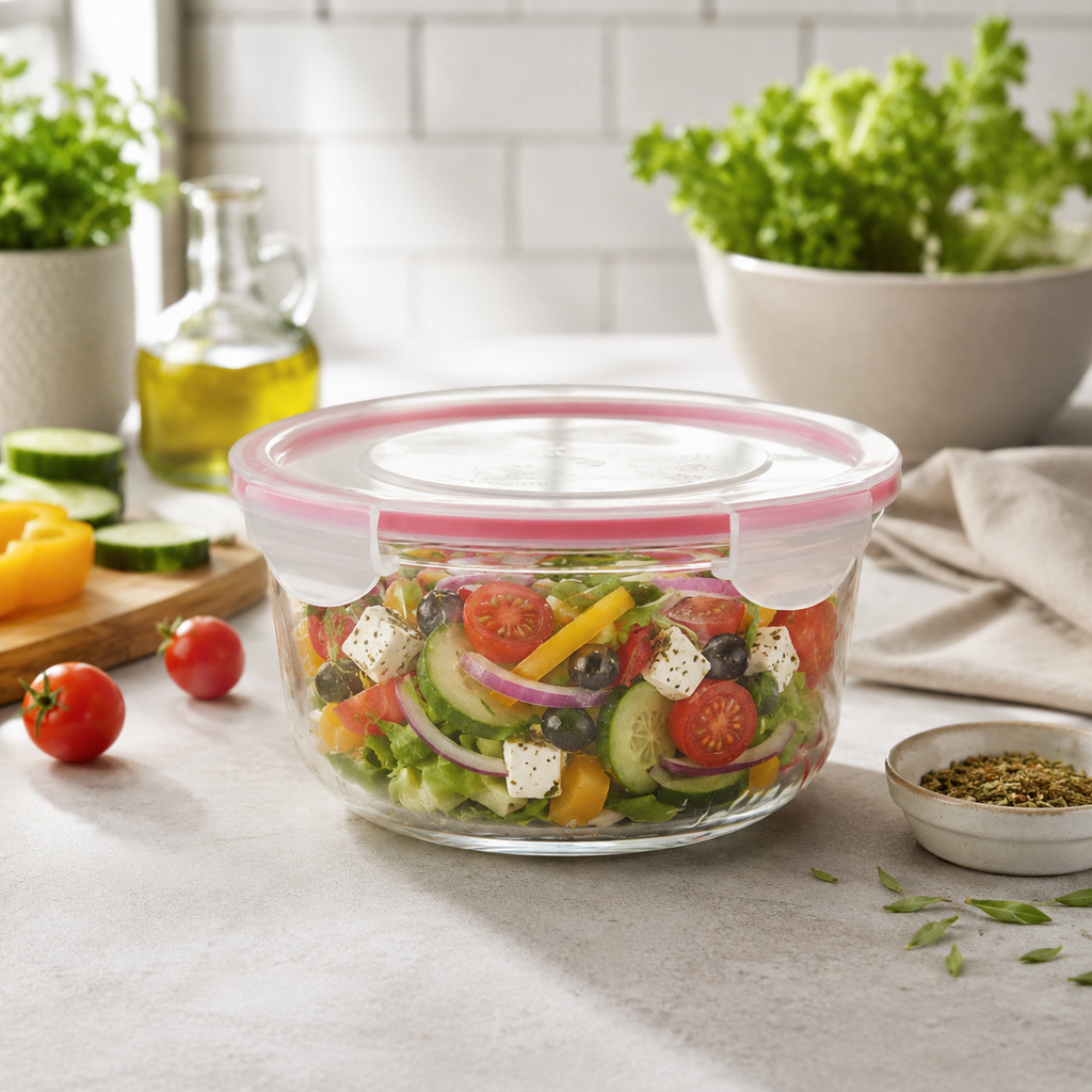 Round Glass Container with Airtight Lid by Limon