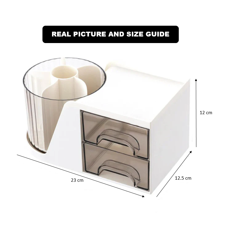 360° Rotating Desktop Organizer with Drawers