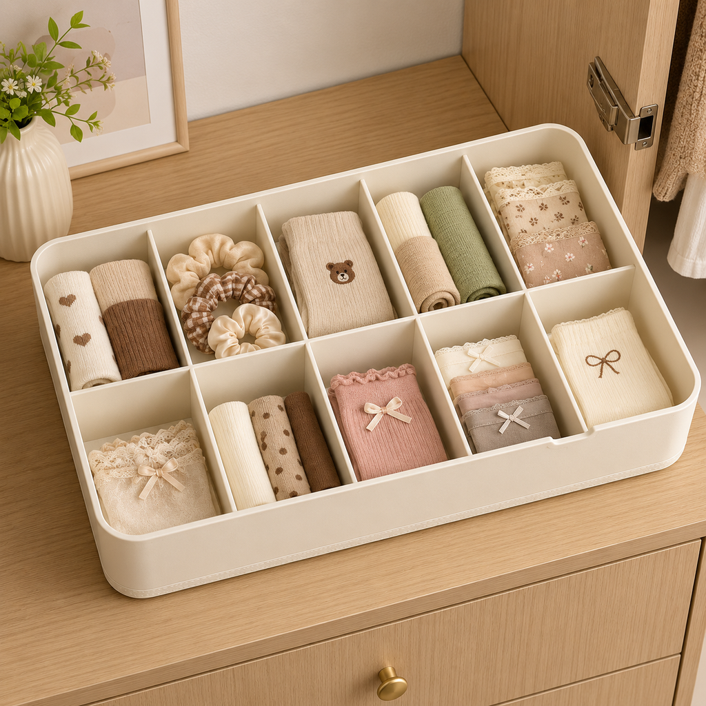 LuxeNest 10-Grid Wardrobe Organizer Box