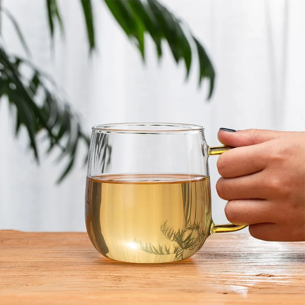 4-Pcs Glass Mugs with Colorful Handles (1149)