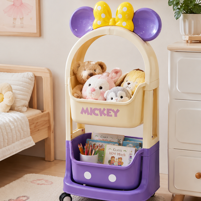 2-Tier Kids’ Rolling Storage Organizer with Mouse-Ear Bow