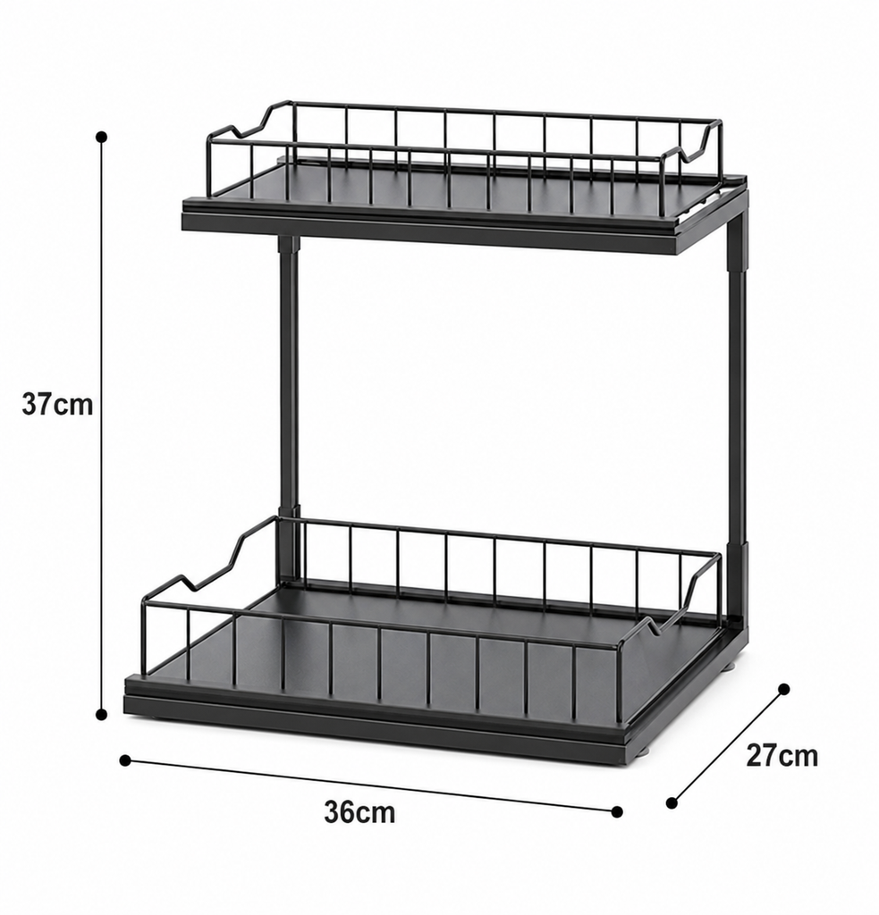 2-Tier Sliding Storage Rack for Kitchen Essentials