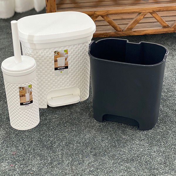 LuxePattern 5L Dustbin & Brush Set (2147) by Limon