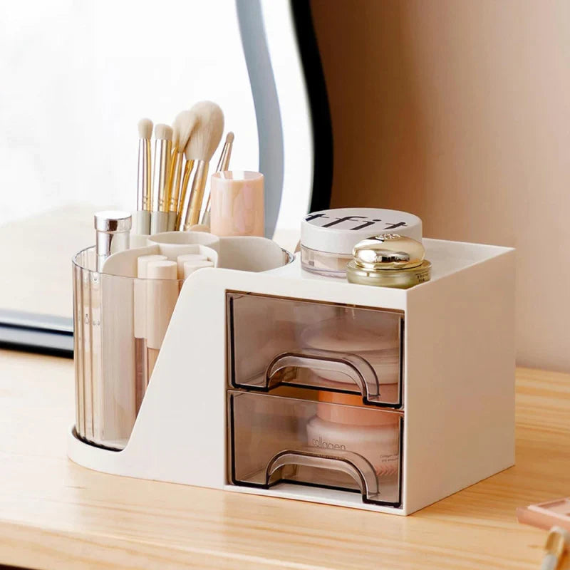 360° Rotating Desktop Organizer with Drawers