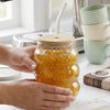 GlitterGlow Curvy Glass Tumbler with Bamboo Lid & Glass Straw