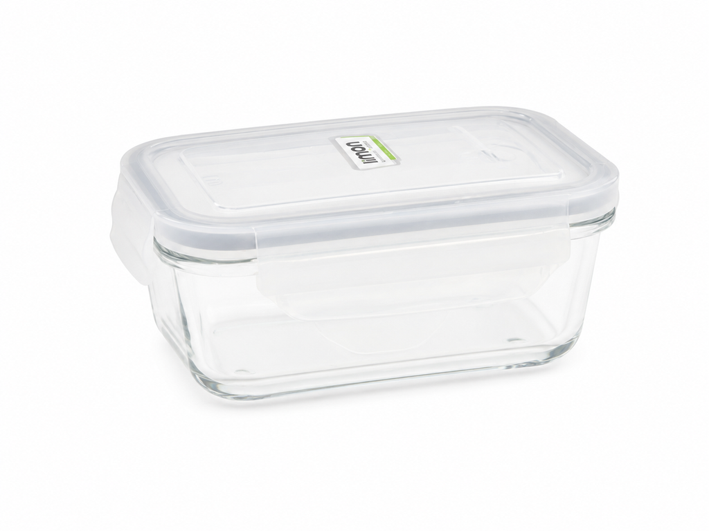 400ml Premium Rectangle Glass Container (1804) by Limon