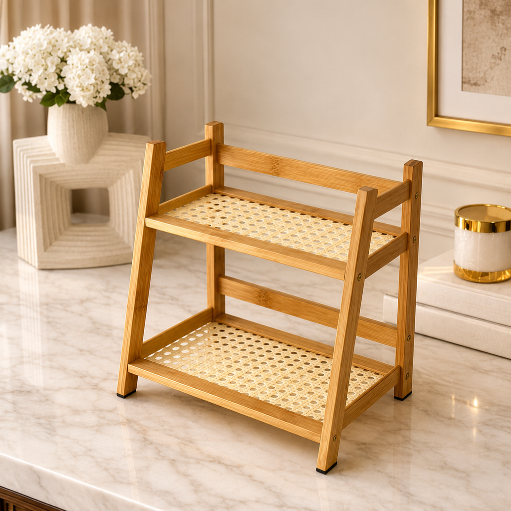 2-Tier Countertop Bamboo Shelf