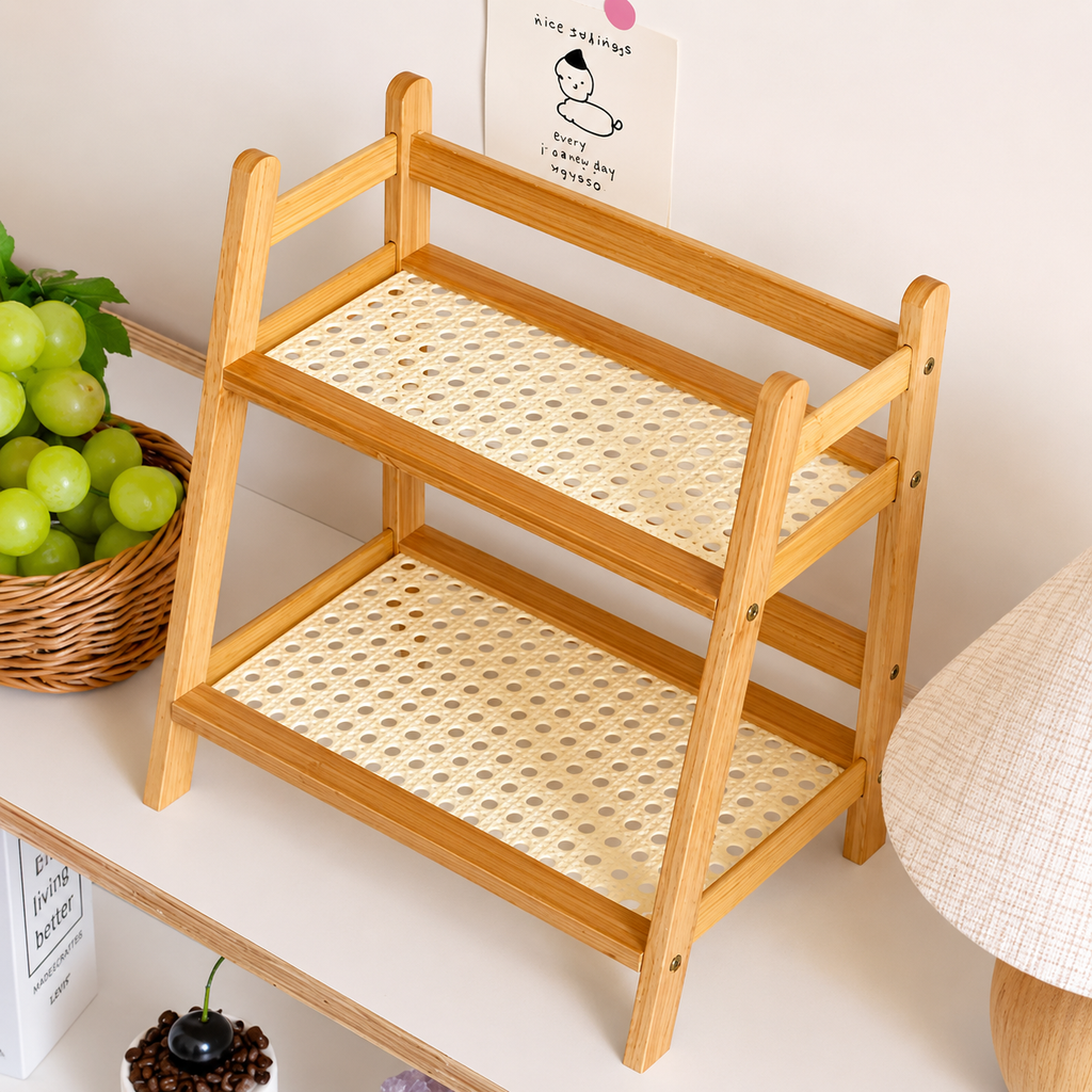 2-Tier Countertop Bamboo Shelf