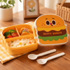 3-Compartment Burger-Shaped Kids Lunch Box with Spoon