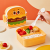 3-Compartment Burger-Shaped Kids Lunch Box with Spoon