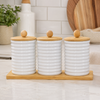 3-Jar Glass Kitchen Storage Set with Bamboo Lids & Tray