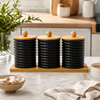3-Jar Glass Kitchen Storage Set with Bamboo Lids & Tray