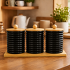 3-Jar Glass Kitchen Storage Set with Bamboo Lids & Tray