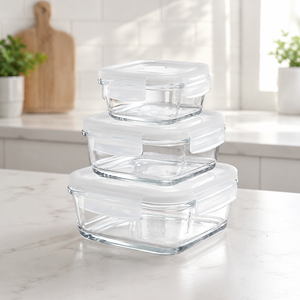 3-Piece Airtight Glass Food Container Set with Silicone Seals