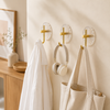 3-Piece Clear Adhesive Wall Hook Set with Gold-Tone Detail