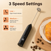 3-Speed USB-C Rechargeable Milk Frother Set with Glass Cup